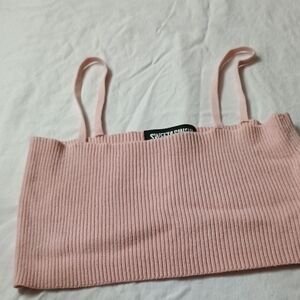 Pink Ribbed Crop Top
